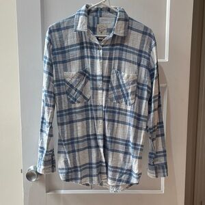 Billabong Blue and White Plaid Button-Down Shirt
